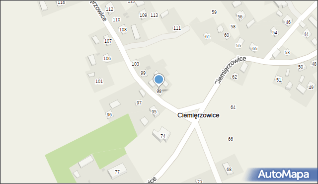 Ciemięrzowice, Ciemięrzowice, 98, mapa Ciemięrzowice