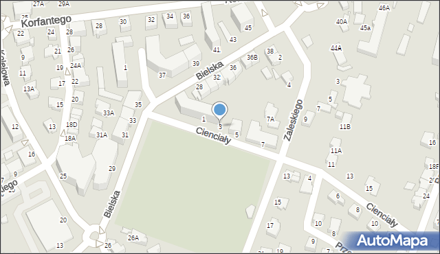 Cieszyn, Cienciały Jerzego, 3, mapa Cieszyna