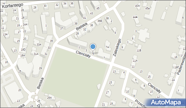 Cieszyn, Cienciały Jerzego, 5, mapa Cieszyna