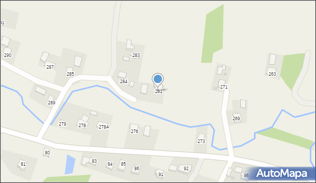 Cieszyna, Cieszyna, 281, mapa Cieszyna