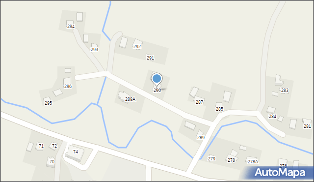 Cieszyna, Cieszyna, 290, mapa Cieszyna