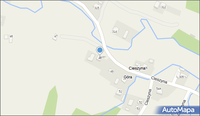 Cieszyna, Cieszyna, 48, mapa Cieszyna