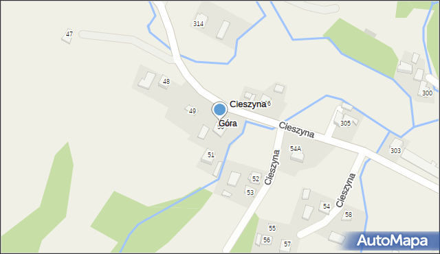 Cieszyna, Cieszyna, 50, mapa Cieszyna