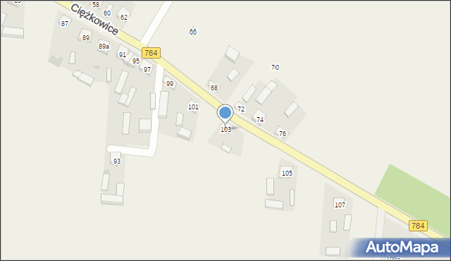 Ciężkowice, Ciężkowice, 103, mapa Ciężkowice