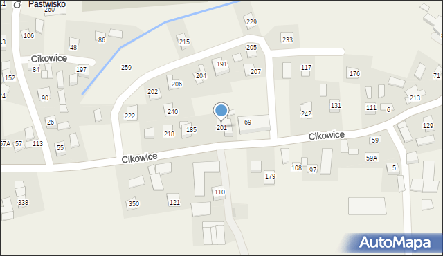 Cikowice, Cikowice, 201, mapa Cikowice