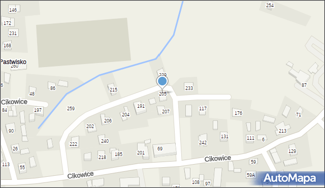Cikowice, Cikowice, 205, mapa Cikowice