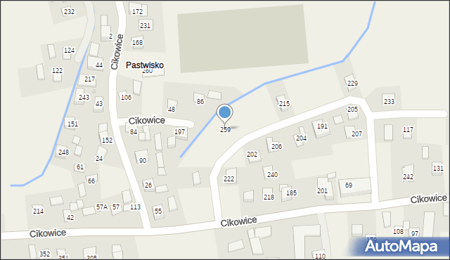 Cikowice, Cikowice, 259, mapa Cikowice