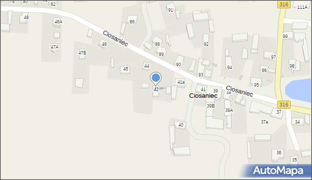 Ciosaniec, Ciosaniec, 42, mapa Ciosaniec
