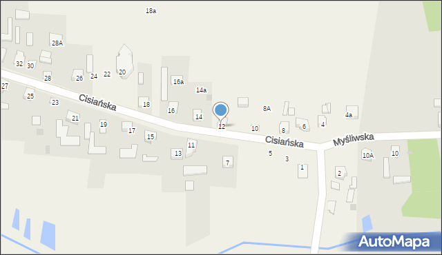 Cisie, Cisiańska, 12, mapa Cisie