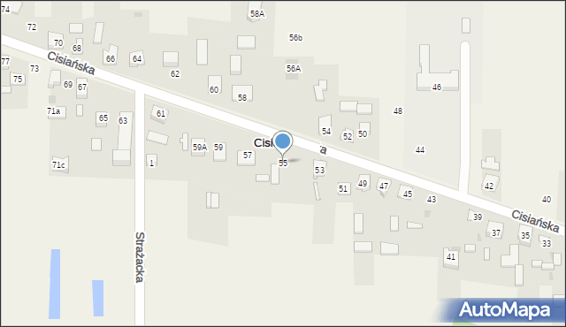 Cisie, Cisiańska, 55, mapa Cisie
