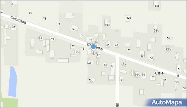 Cisie, Cisiańska, 69, mapa Cisie