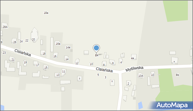 Cisie, Cisiańska, 8A, mapa Cisie