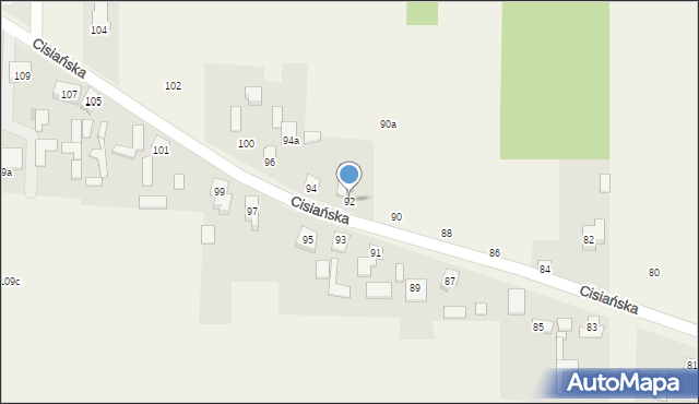 Cisie, Cisiańska, 92, mapa Cisie