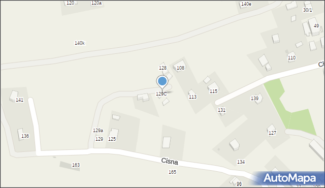Cisna, Cisna, 129d, mapa Cisna