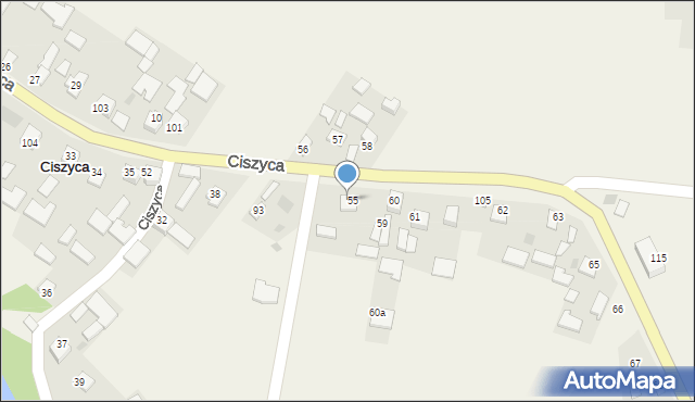 Ciszyca, Ciszyca, 55A, mapa Ciszyca