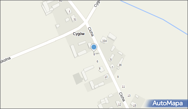 Cygów, Cicha, 4, mapa Cygów