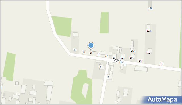 Czarna Wieś Kościelna, Cicha, 26, mapa Czarna Wieś Kościelna