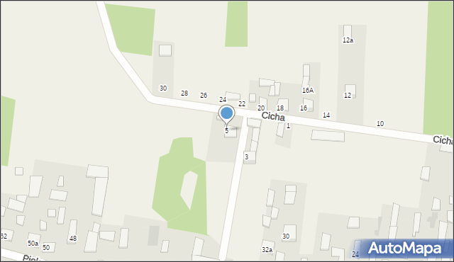 Czarna Wieś Kościelna, Cicha, 5, mapa Czarna Wieś Kościelna