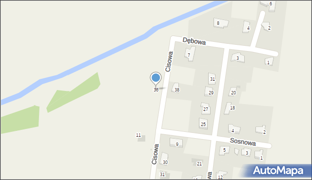 Czarnowo, Cisowa, 36, mapa Czarnowo