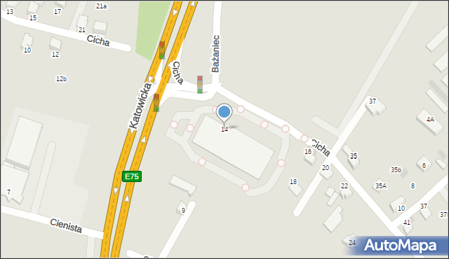 Czechowice-Dziedzice, Cicha, 14, mapa Czechowic-Dziedzic