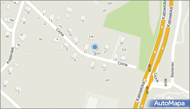 Czechowice-Dziedzice, Cicha, 15, mapa Czechowic-Dziedzic