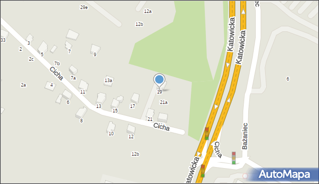 Czechowice-Dziedzice, Cicha, 19, mapa Czechowic-Dziedzic