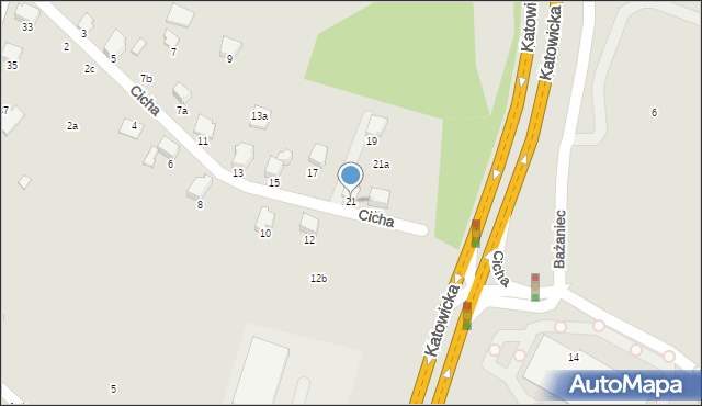 Czechowice-Dziedzice, Cicha, 21, mapa Czechowic-Dziedzic