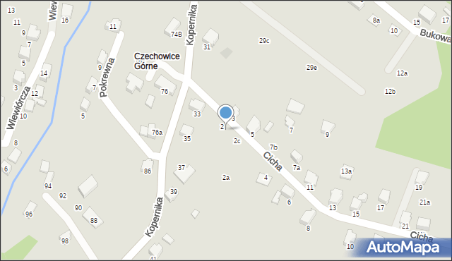 Czechowice-Dziedzice, Cicha, 2b, mapa Czechowic-Dziedzic