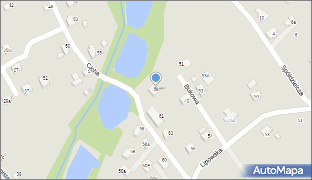 Czechowice-Dziedzice, Cicha, 59, mapa Czechowic-Dziedzic