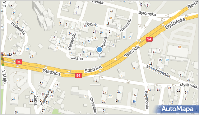 Czeladź, Ciasna, 3, mapa Czeladź