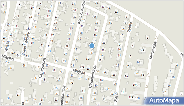 Czeladź, Ciołkowskiego Konstantego, 33, mapa Czeladź