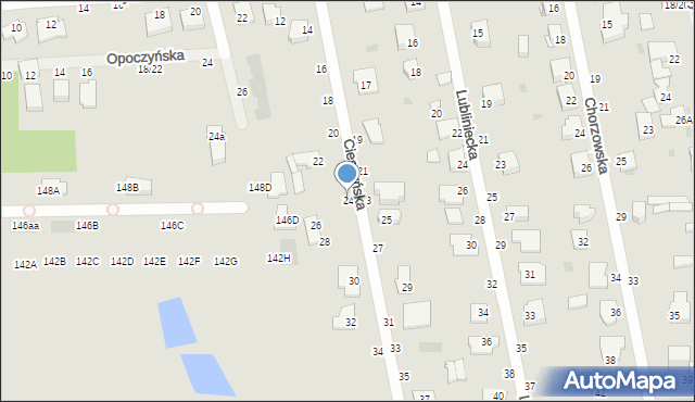 Częstochowa, Cieszyńska, 24, mapa Częstochowy