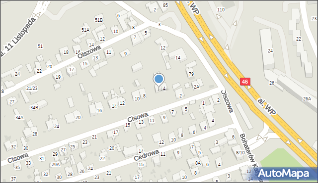 Częstochowa, Cisowa, 6, mapa Częstochowy