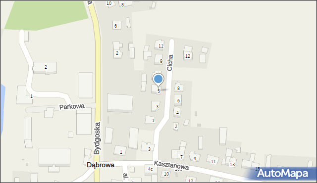 Dąbrowa, Cicha, 5, mapa Dąbrowa