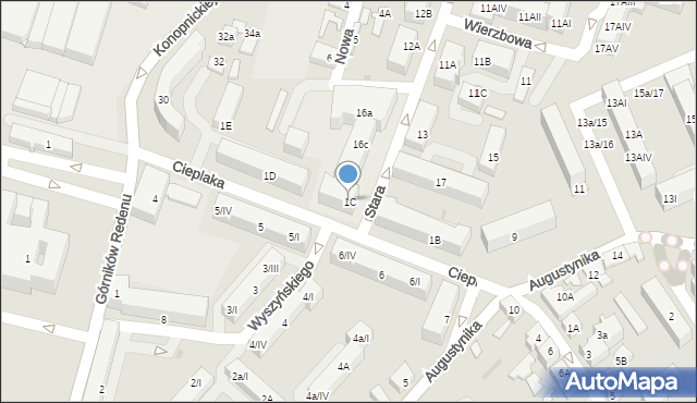 Dąbrowa Górnicza, Cieplaka, 1C, mapa Dąbrowa Górnicza