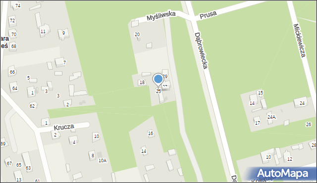 Dąbrówka, Cicha, 25, mapa Dąbrówka