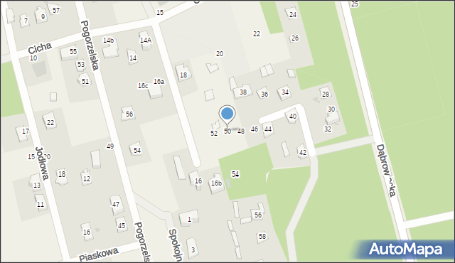 Dąbrówka, Cicha, 50, mapa Dąbrówka