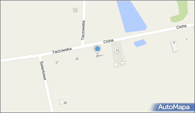 Dąbrówka Nagórna, Cicha, 13, mapa Dąbrówka Nagórna