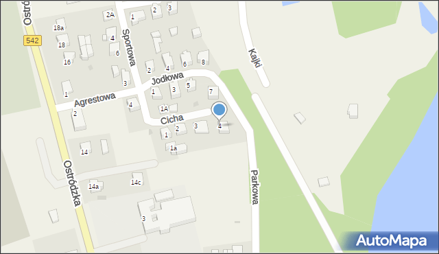 Dąbrówno, Cicha, 4, mapa Dąbrówno