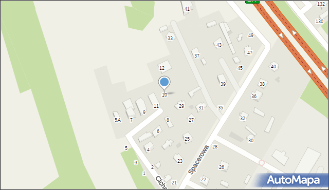 Dębina, Cicha, 10, mapa Dębina