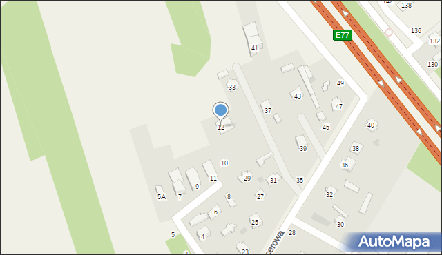 Dębina, Cicha, 12, mapa Dębina