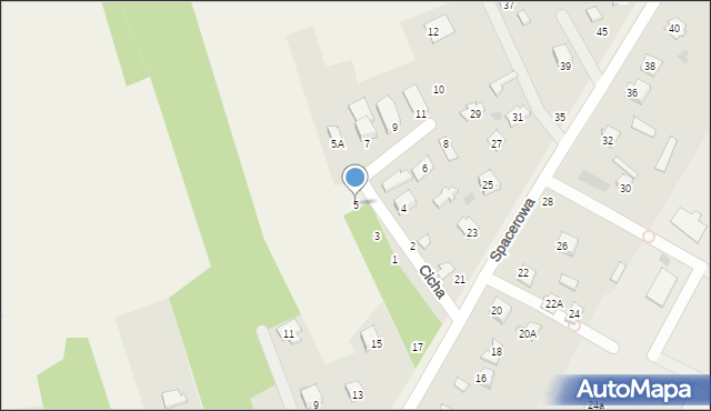 Dębina, Cicha, 5, mapa Dębina