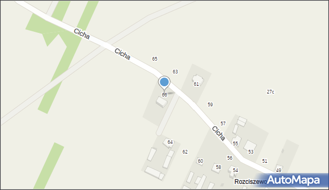 Dębinki, Cicha, 66, mapa Dębinki