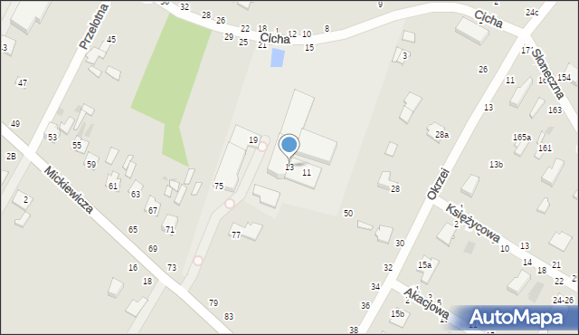 Dęblin, Cicha, 13, mapa Dęblin