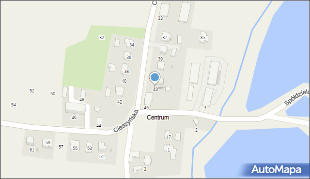 Dębowiec, Cieszyńska, 43, mapa Dębowiec