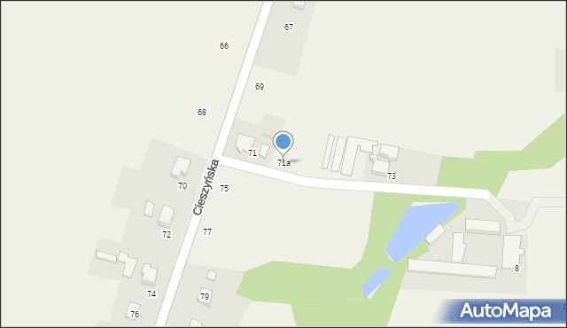 Dębowiec, Cieszyńska, 71a, mapa Dębowiec