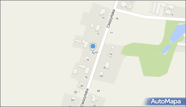 Dębowiec, Cieszyńska, 74, mapa Dębowiec