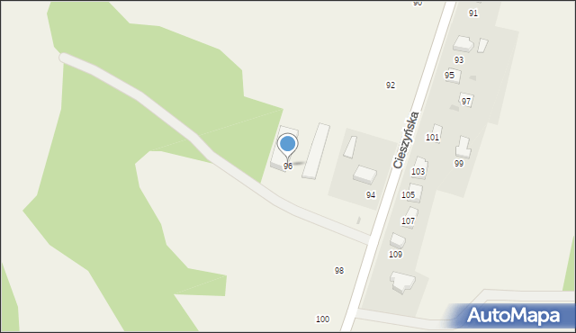 Dębowiec, Cieszyńska, 96, mapa Dębowiec