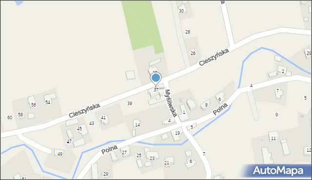 Dzięgielów, Cieszyńska, 37, mapa Dzięgielów