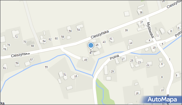 Dzięgielów, Cieszyńska, 47, mapa Dzięgielów